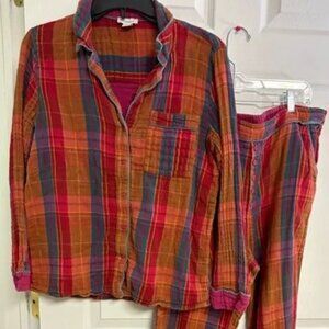 Sundance Toboggan Trails Pajama Set Plaid Cotton Cozy Lounge Sleepwear